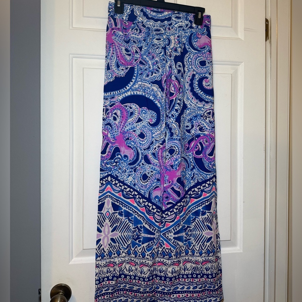 Lilly Pulitzer Bal Harbour Palazzo Pants XXS Blue Grotto Vibrant Comfy Beach